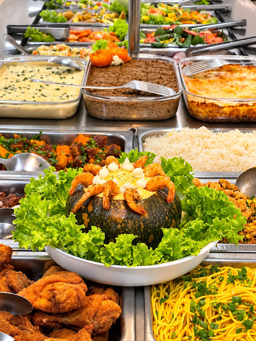Restaurante self-service: versão tratada da foto do buffet